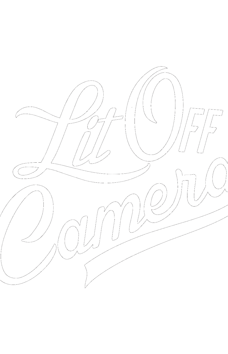 Text: "Lit Off Camera" in a stylized, cursive font
